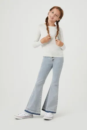 Forever 21 Girls Release-Hem Flare Jeans (Kinder) Hellblauer Denim Forever 21