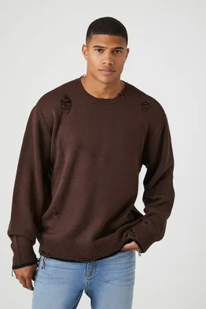 Forever 21 Strickpullover für Herren mit ausgefranstem Rippensaum in Kakao/Schwarz Forever 21