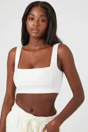 Forever 21 Damen Sport-BH mit Nähten und quadratischem Ausschnitt in Weiß Forever 21