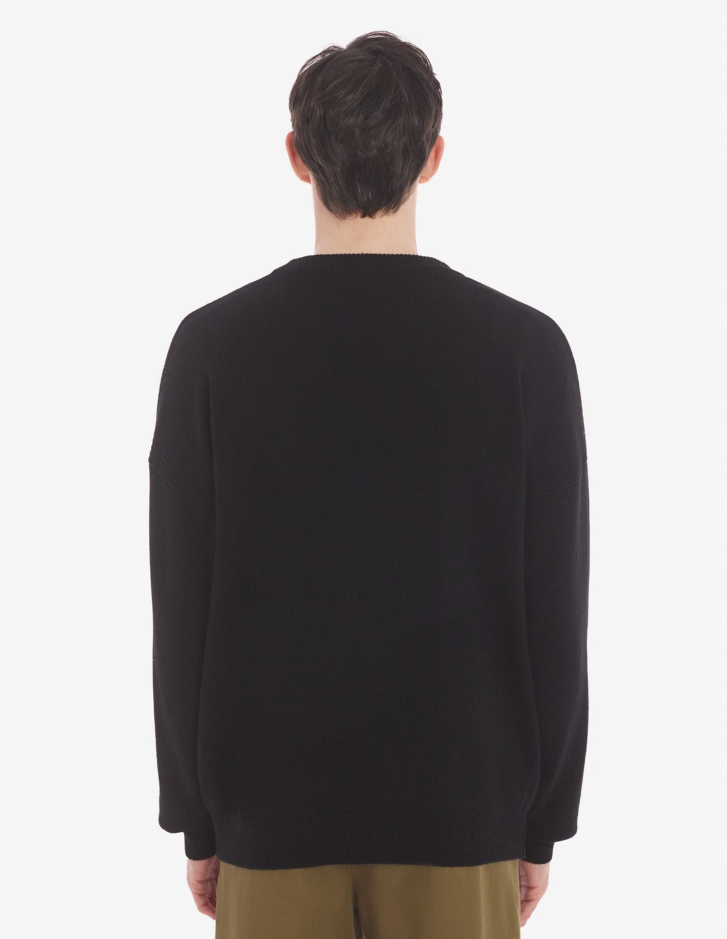 Fox Head Intarsia Comfort Pullover Schwarz