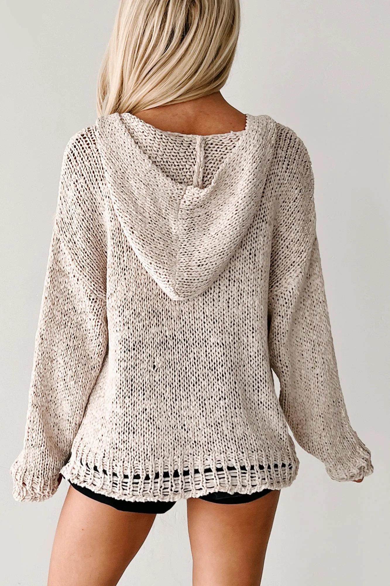 Kostenlose & Furchtlose Sommer Strickpullover Kapuzenjacke (Natur)