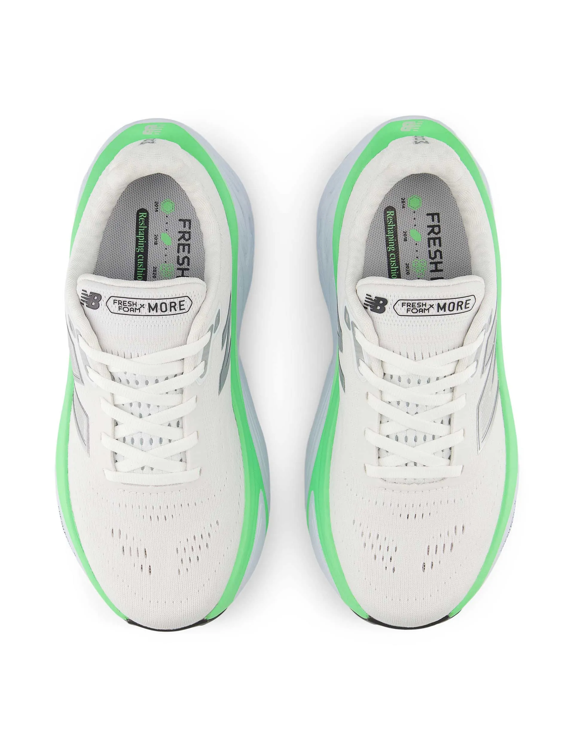 Fresh Foam X More v5 Schuhe - Weiß/Eisblau/Elektrisches Jadegrün
