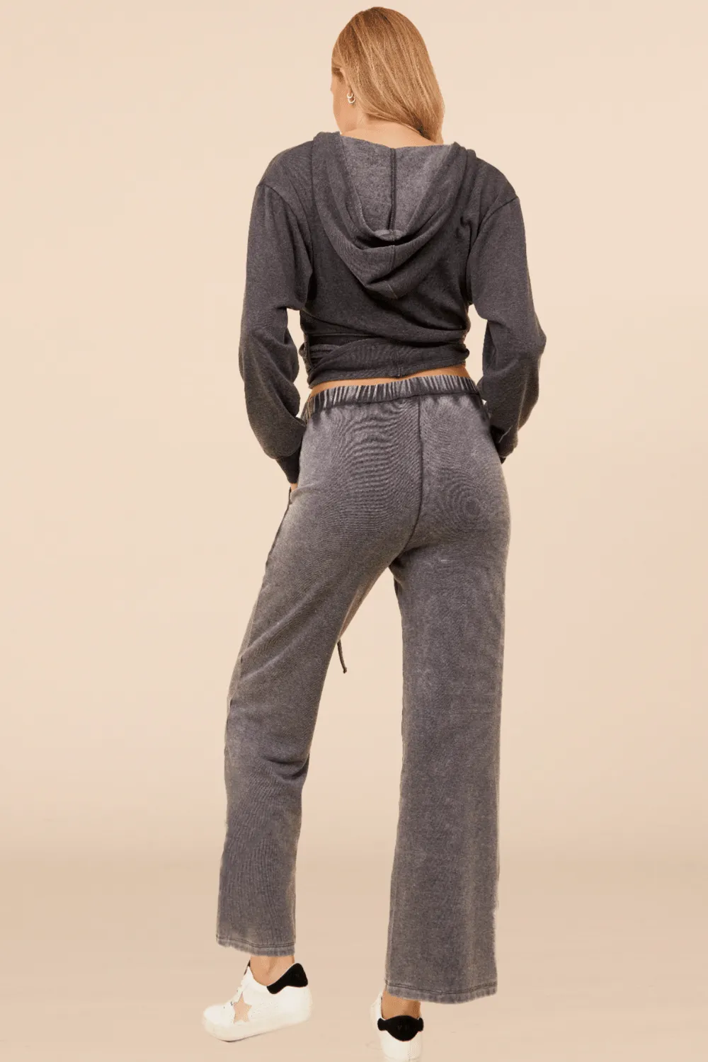 Heather Charcoal Leichtes Fleece Surplice Kapuzenpullover