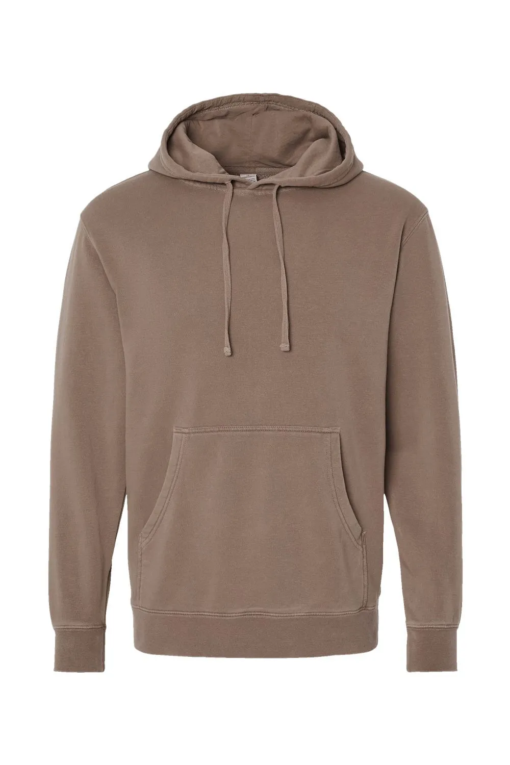 Independent Trading Company Herren Pigmentgefärbte Kapuzenpullover Hoodie mit Beuteltasche - Lehmbraun