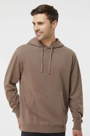 Independent Trading Company Herren Pigmentgefärbte Kapuzenpullover Hoodie mit Beuteltasche - Lehmbraun