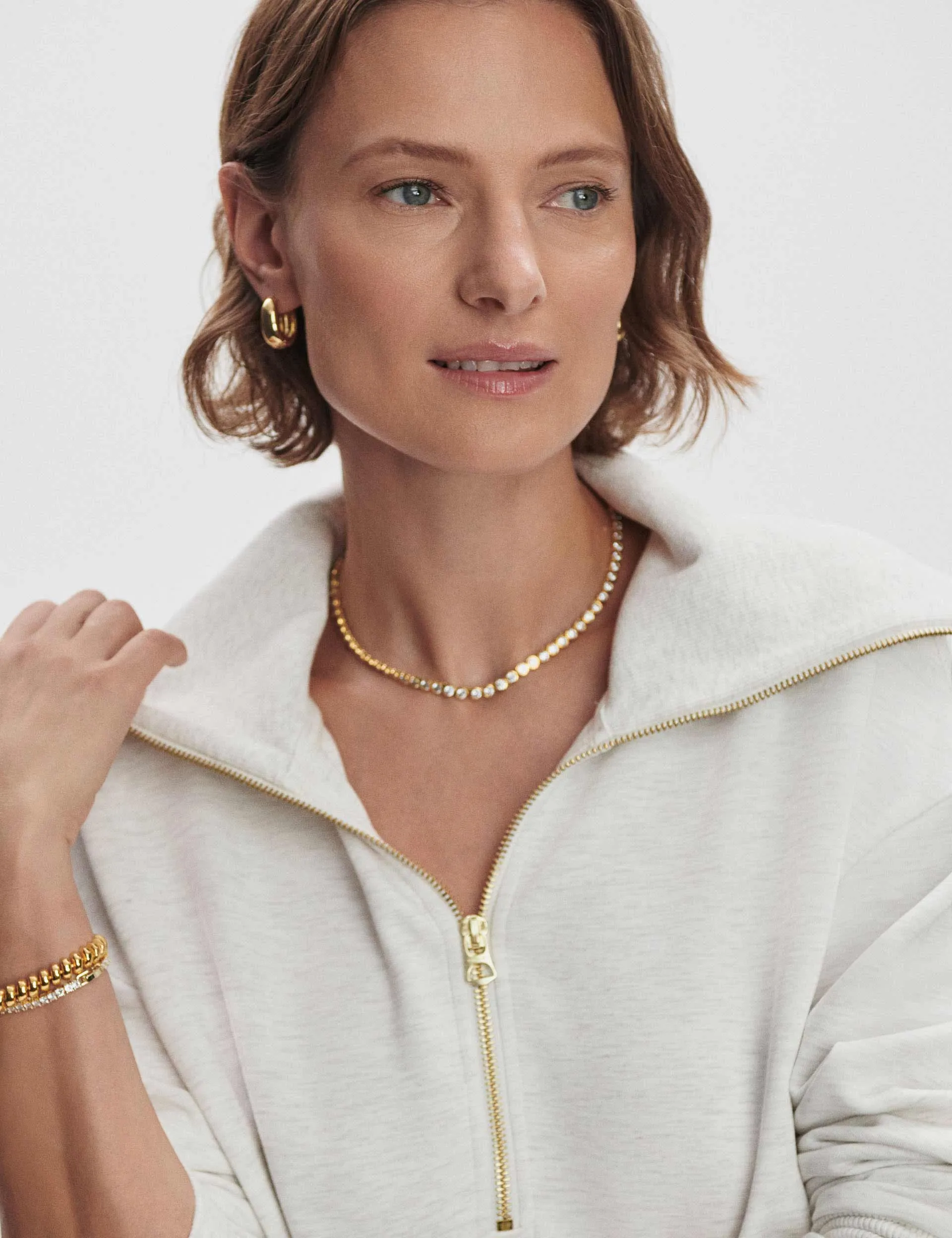 Larson Halbzip-Pullover - Elfenbein Marl