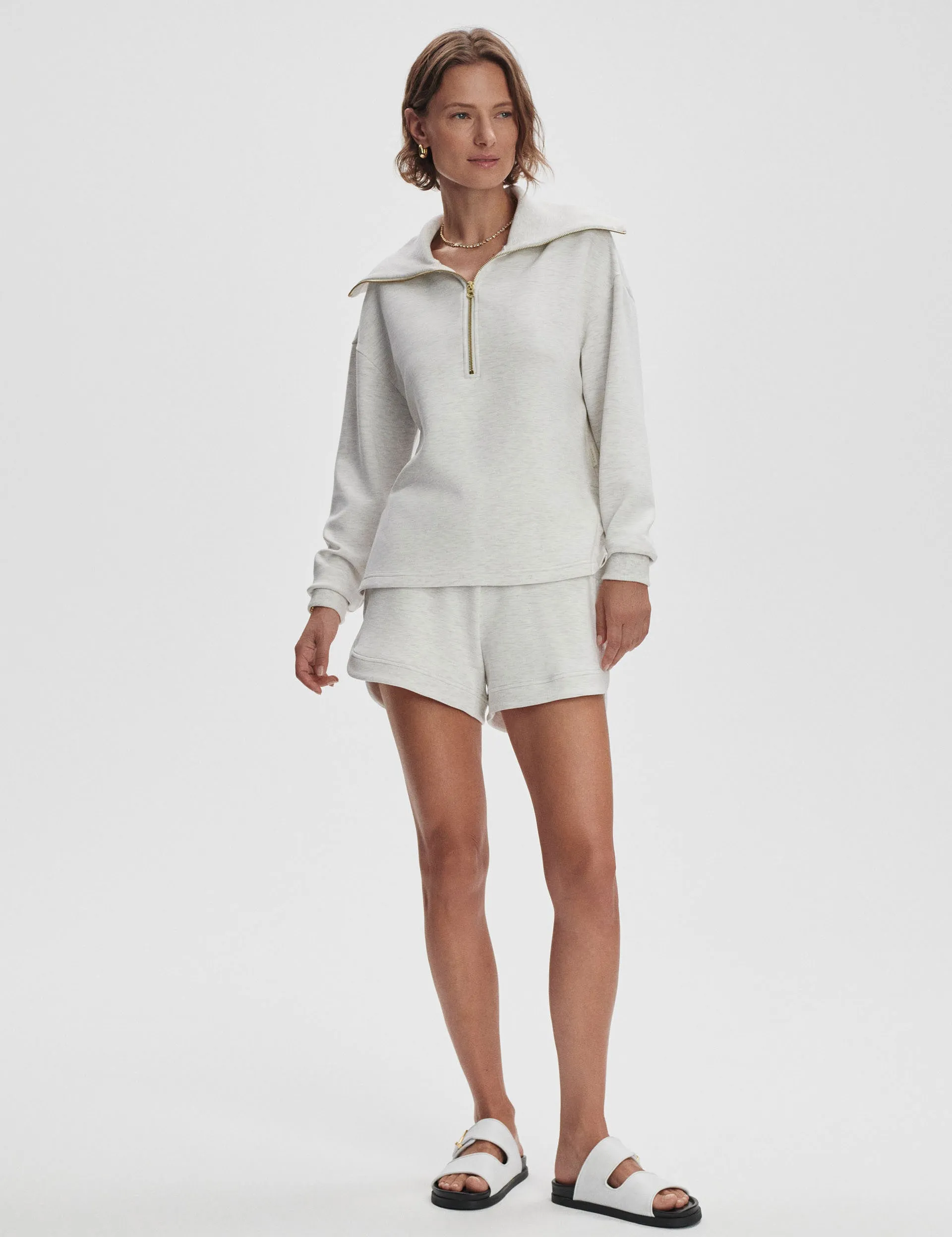 Larson Halbzip-Pullover - Elfenbein Marl