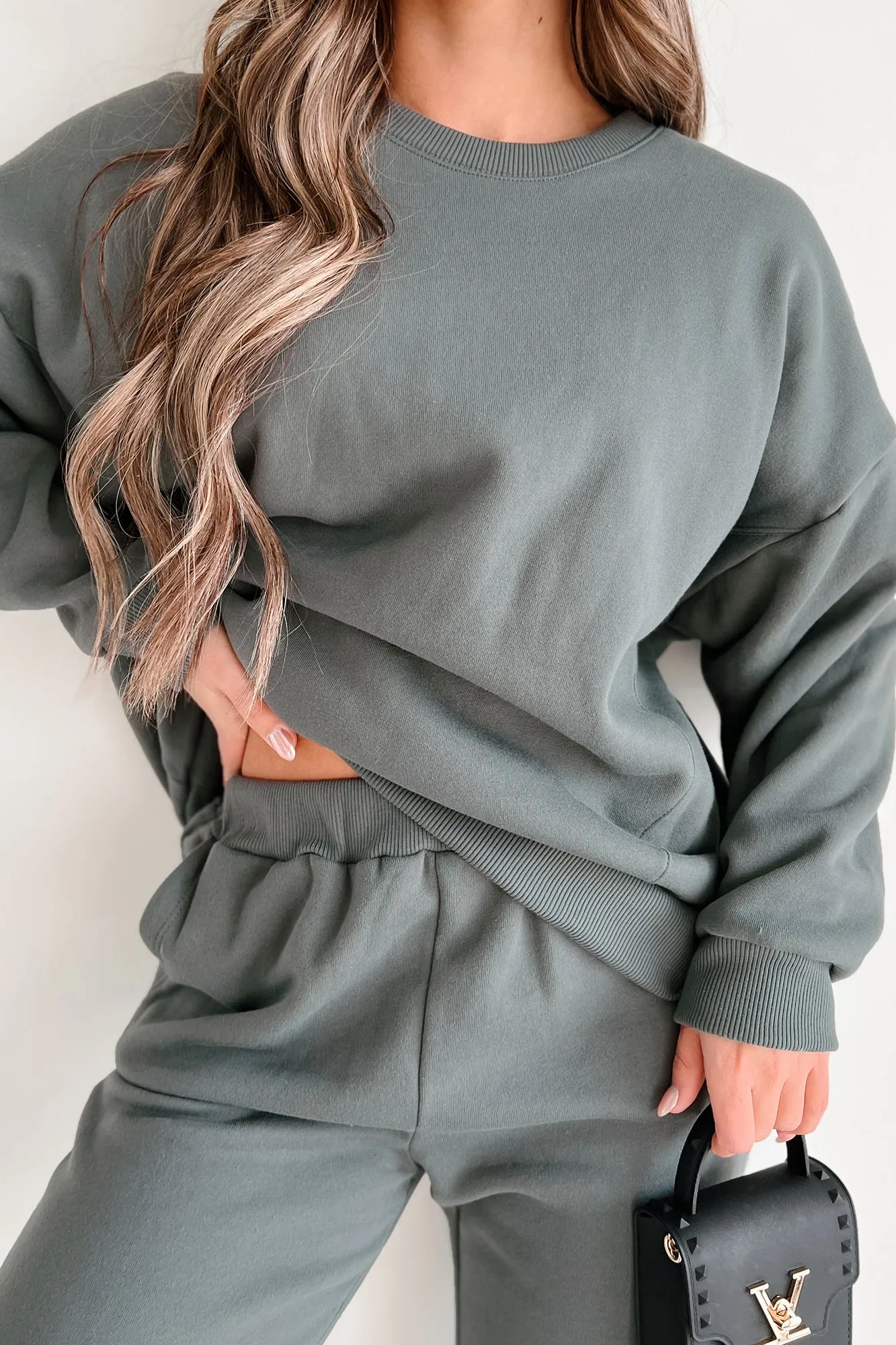 Gemütliches Weekend-Übergroßes Fleece-Sweatshirt (Oliv)