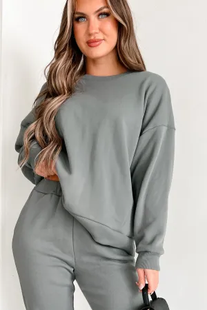 Gemütliches Weekend-Übergroßes Fleece-Sweatshirt (Oliv)