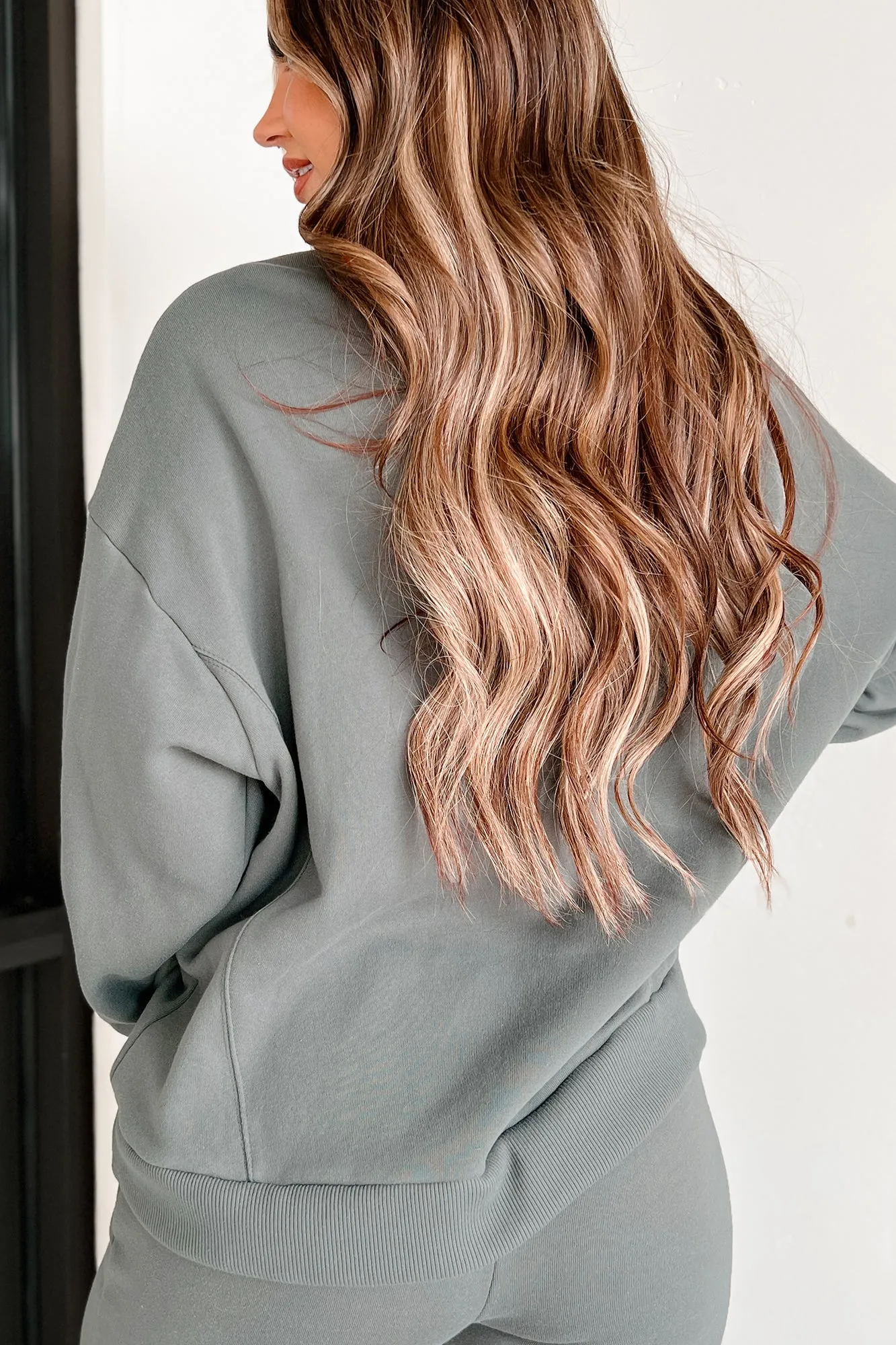 Gemütliches Weekend-Übergroßes Fleece-Sweatshirt (Oliv)