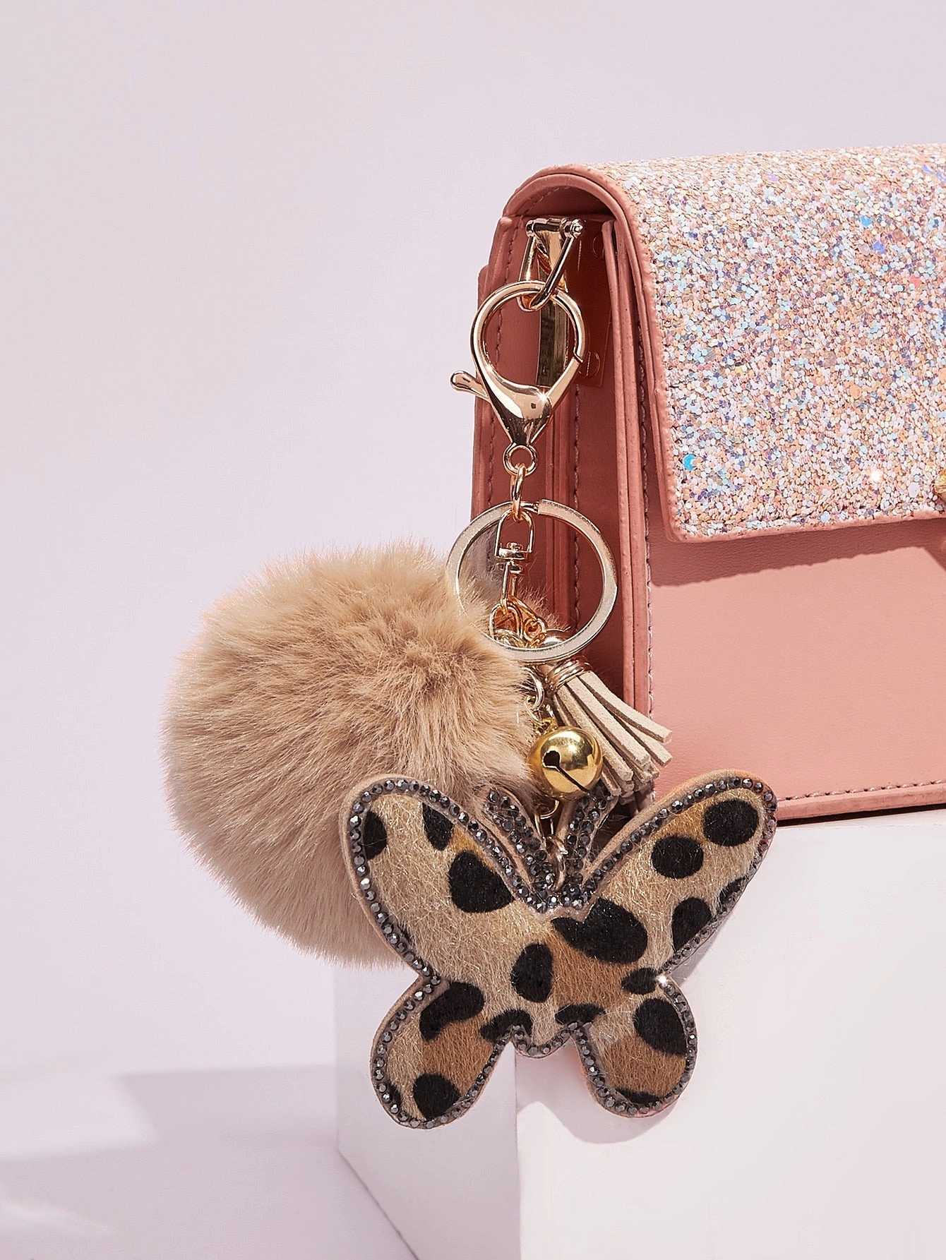 Leopardenfalter & Pompon-Deko-Anhänger für Taschen