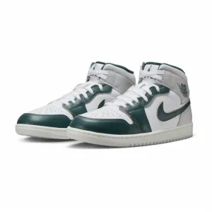Herren Air Jordan 1 Mid SE Basketballschuh in Weiß/Oxidiertes Grün-Segeltuch