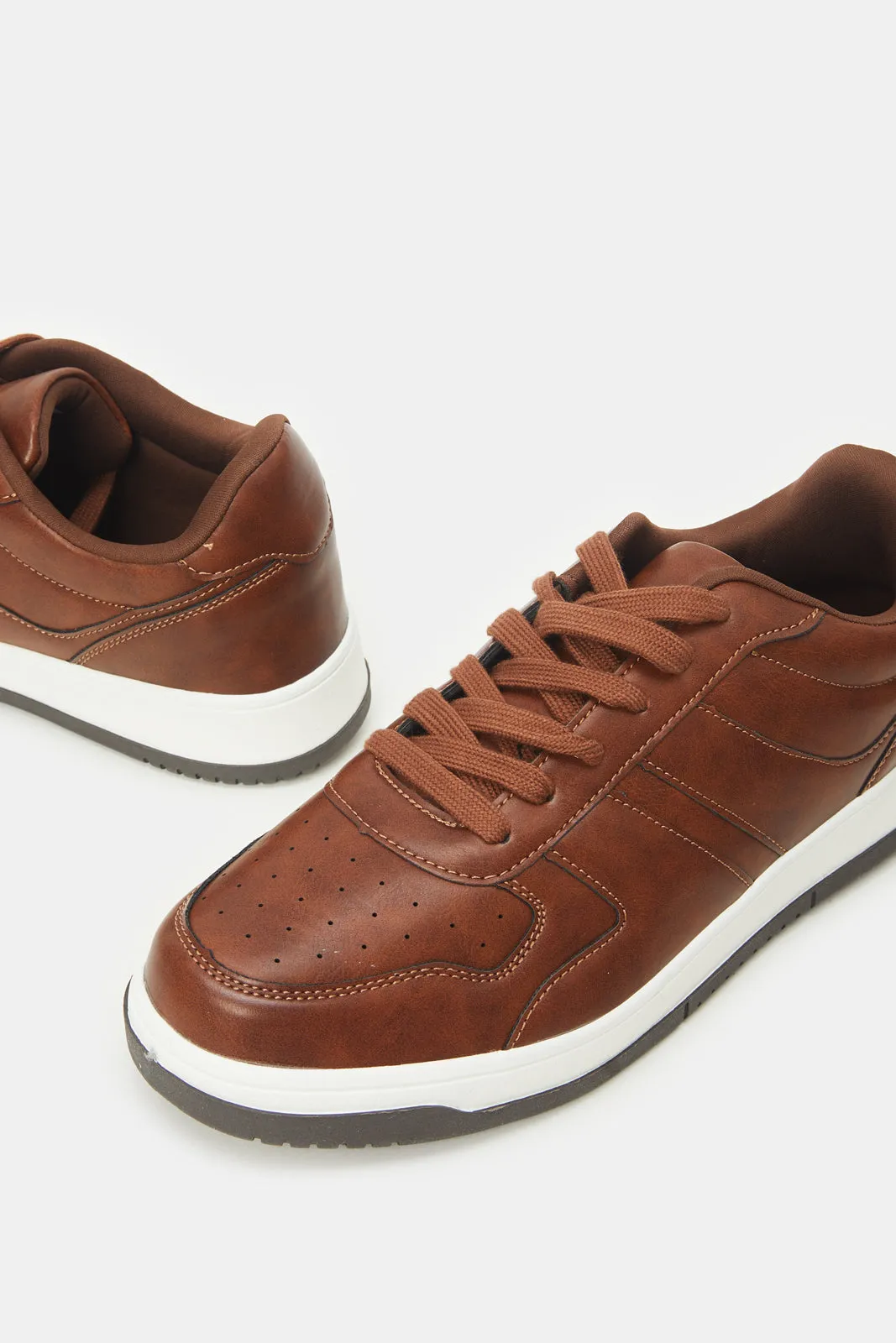 Herren Braun Material Block Skate Schuhe