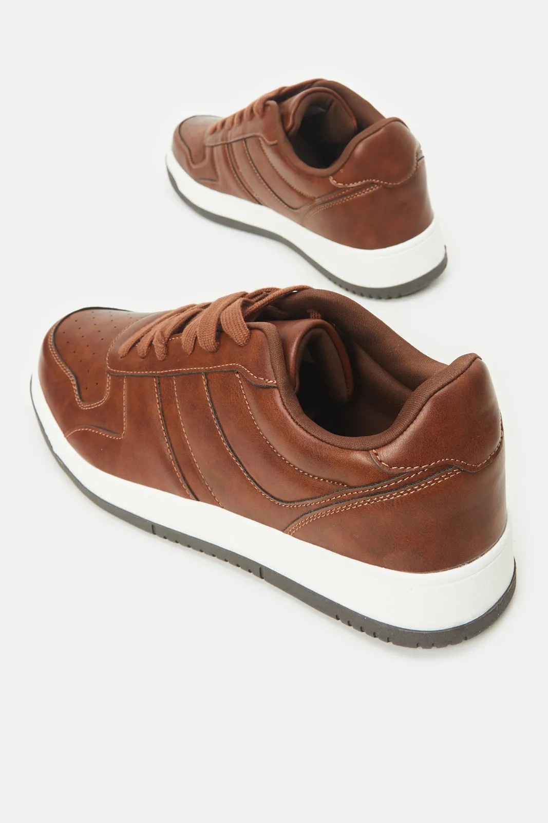 Herren Braun Material Block Skate Schuhe
