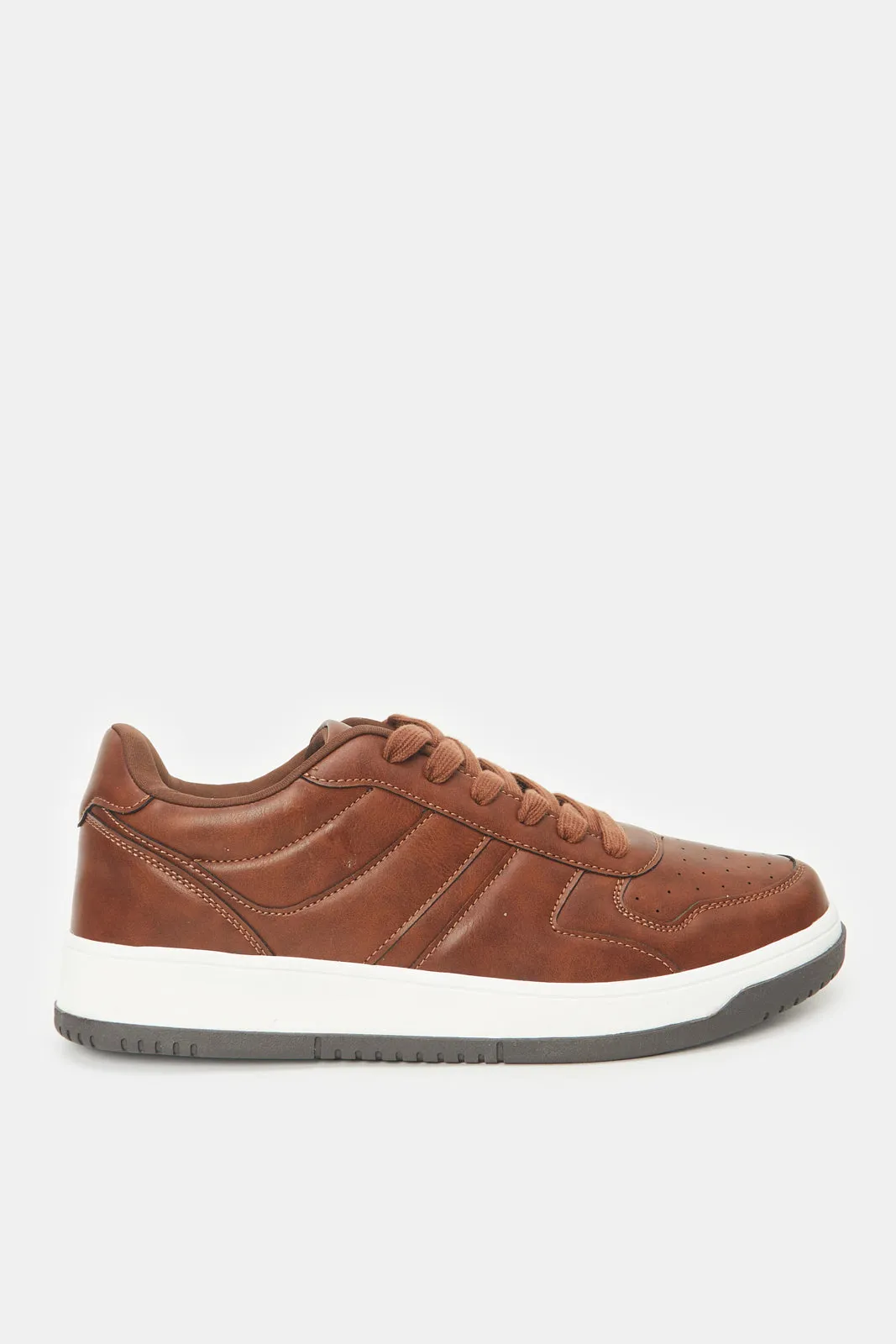 Herren Braun Material Block Skate Schuhe