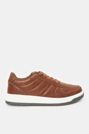 Herren Braun Material Block Skate Schuhe