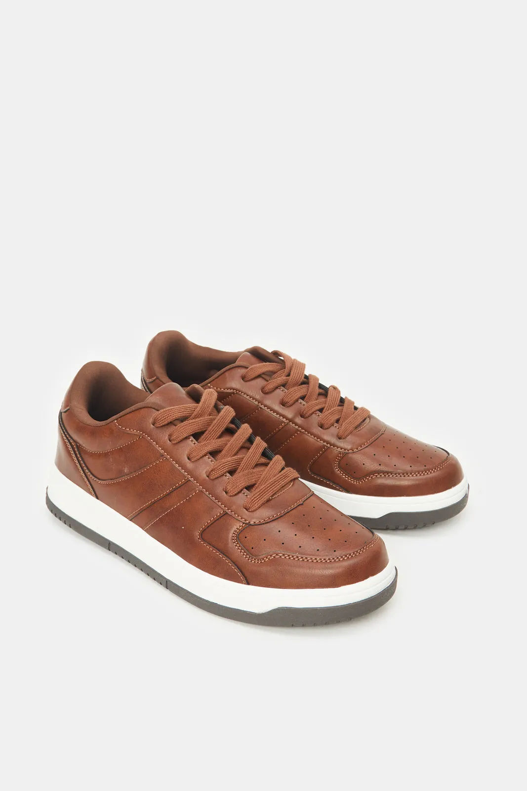 Herren Braun Material Block Skate Schuhe