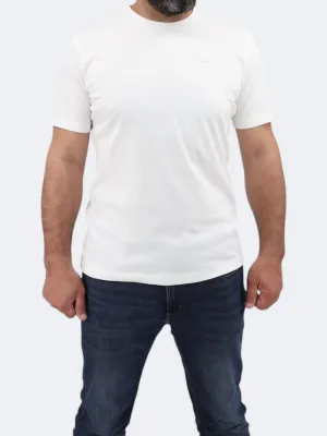 Herren T-Shirt mit gesticktem Markenlogo, Weiß