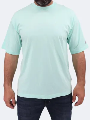 Herren T-Shirt mit Markenlogo Aufdruck, Minzblau