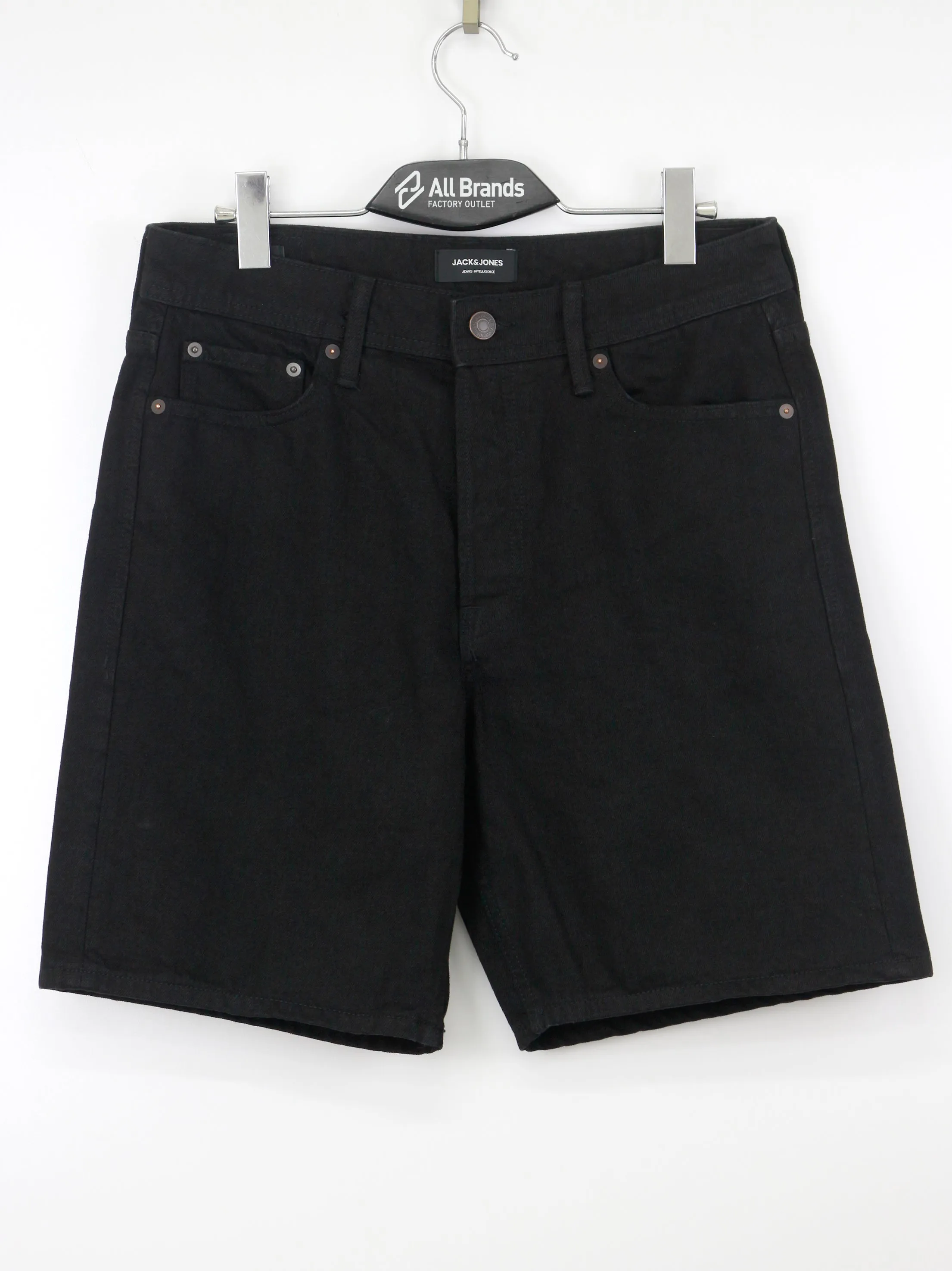 Herren einfarbige Jeansshorts, Schwarz