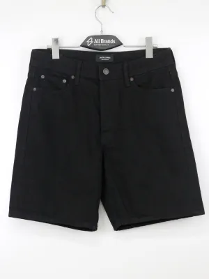 Herren einfarbige Jeansshorts, Schwarz