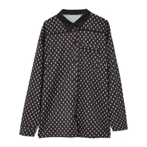 Herren Chemise mit Druck, Schwarz