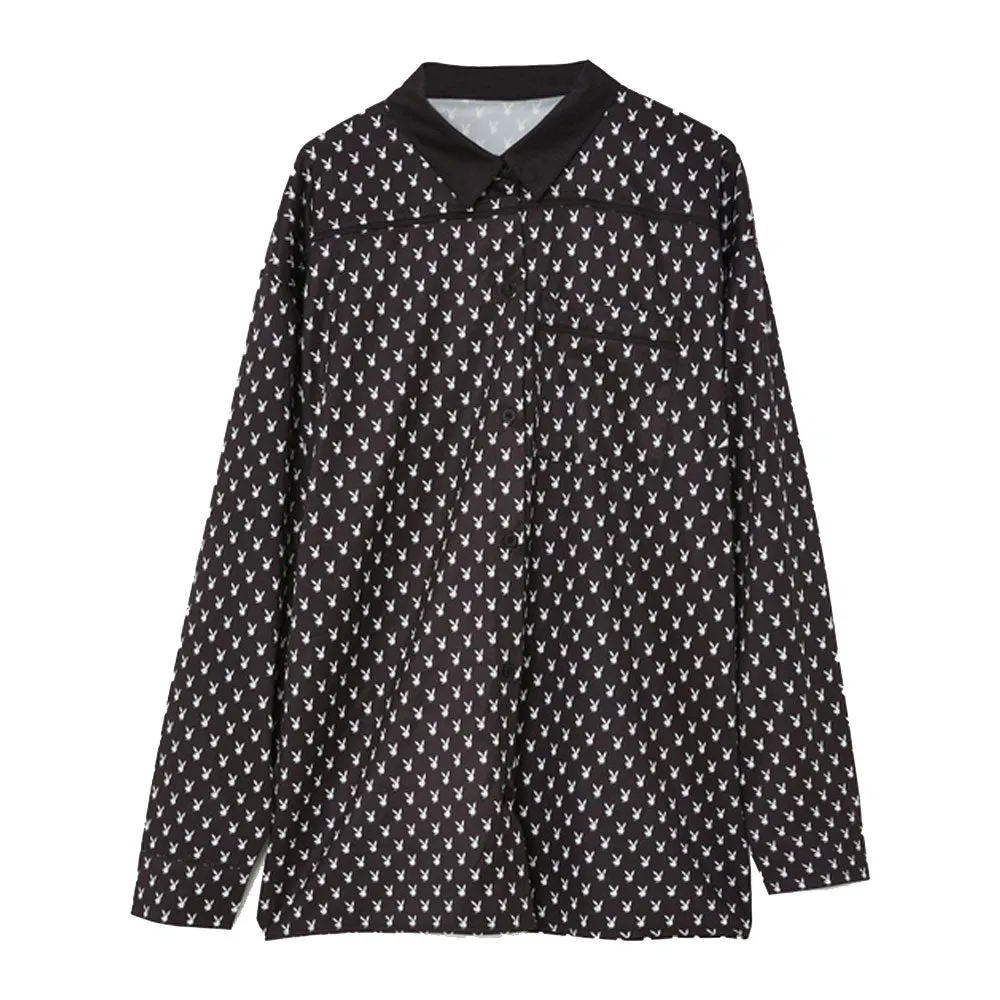 Herren Chemise mit Druck, Schwarz