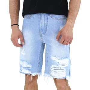 Herren Ripped Jeans Shorts, Hellblau