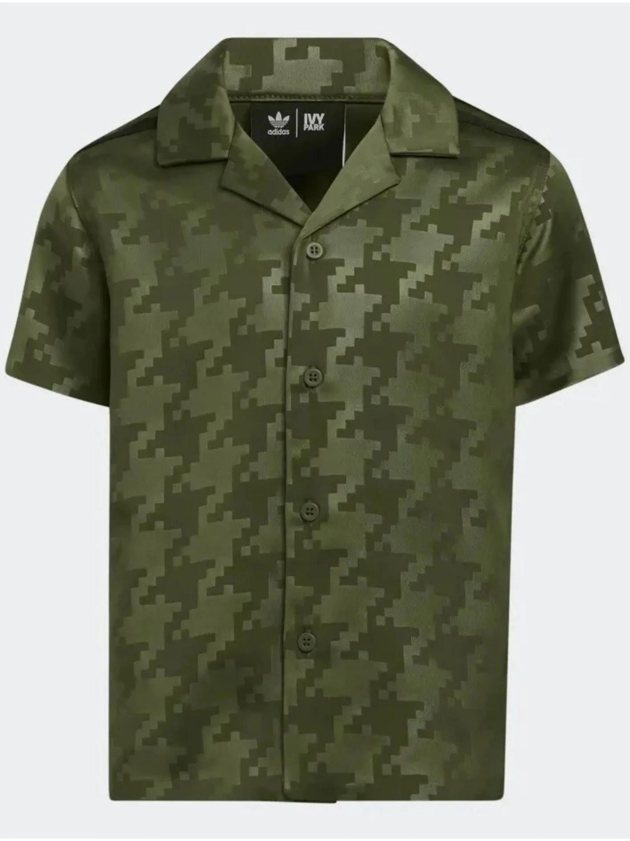 Herren Hemd mit Schulterstreifen und Druckmuster, Olive