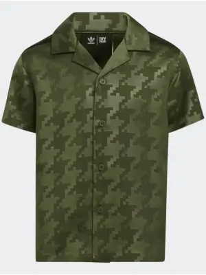 Herren Hemd mit Schulterstreifen und Druckmuster, Olive