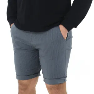Herren Chino-Shorts mit Gürtel, gestreift, grau