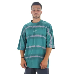 Herren Übergroßes T-Shirt aus Baumwolle mit Tie-Dye-Muster, Grün