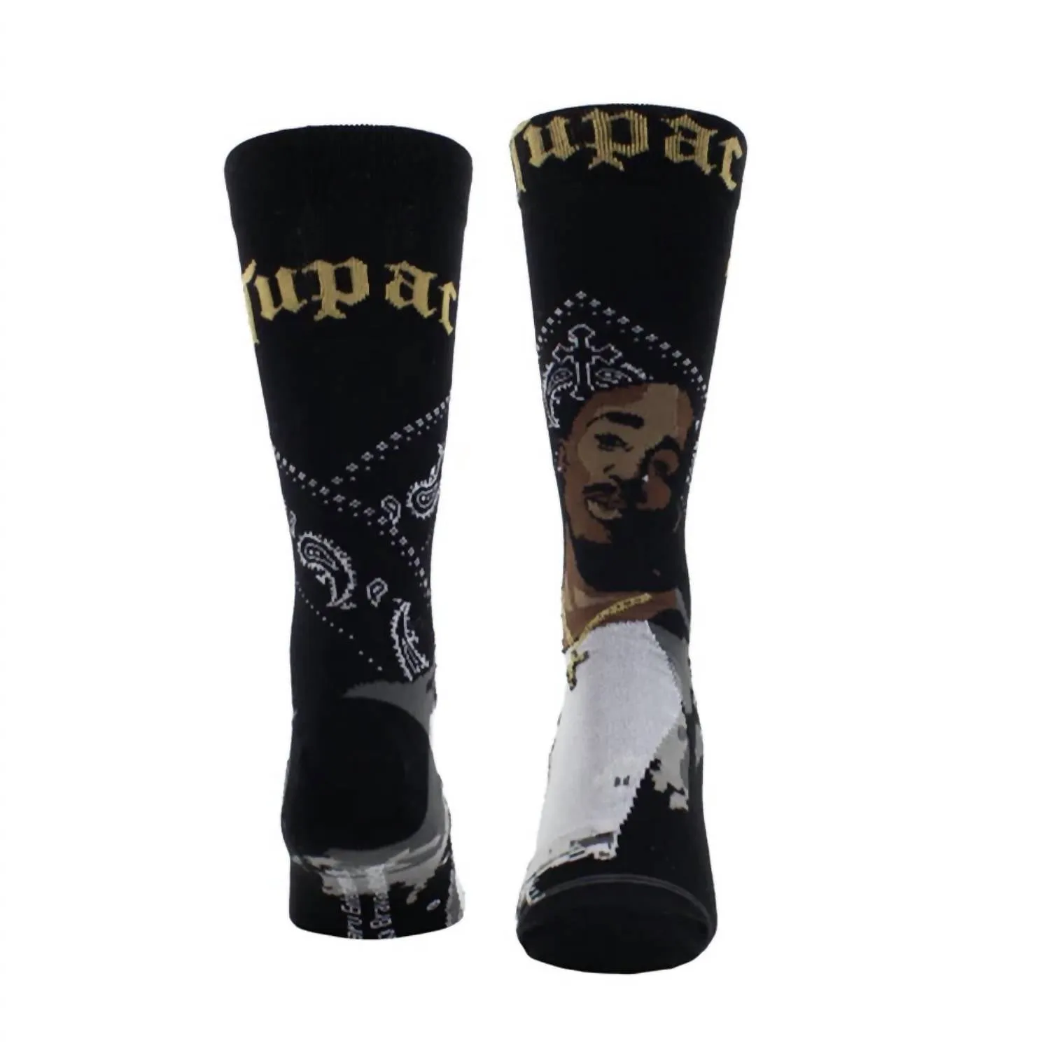 Herren Tupac Bandana Crew Socken in Schwarz
