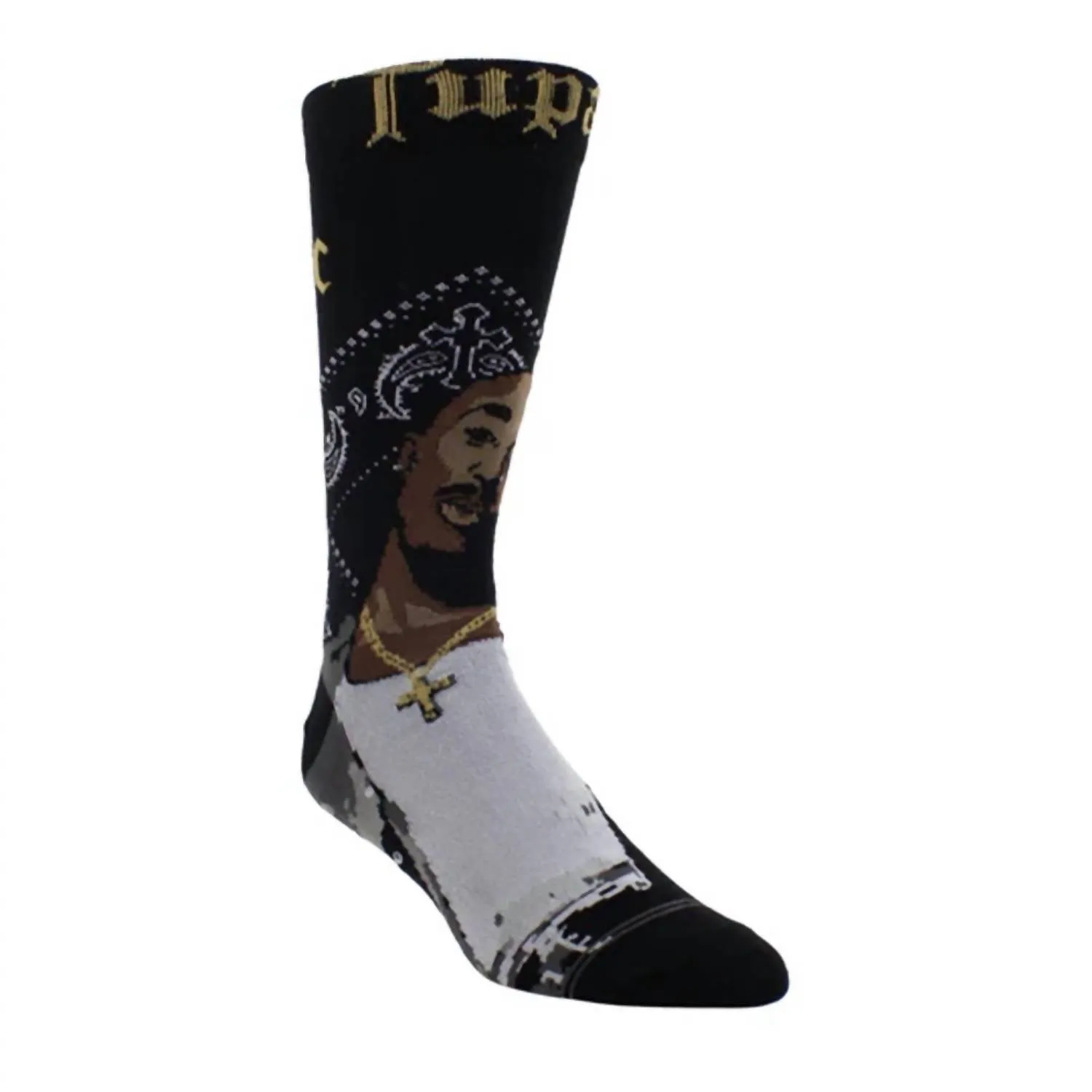 Herren Tupac Bandana Crew Socken in Schwarz