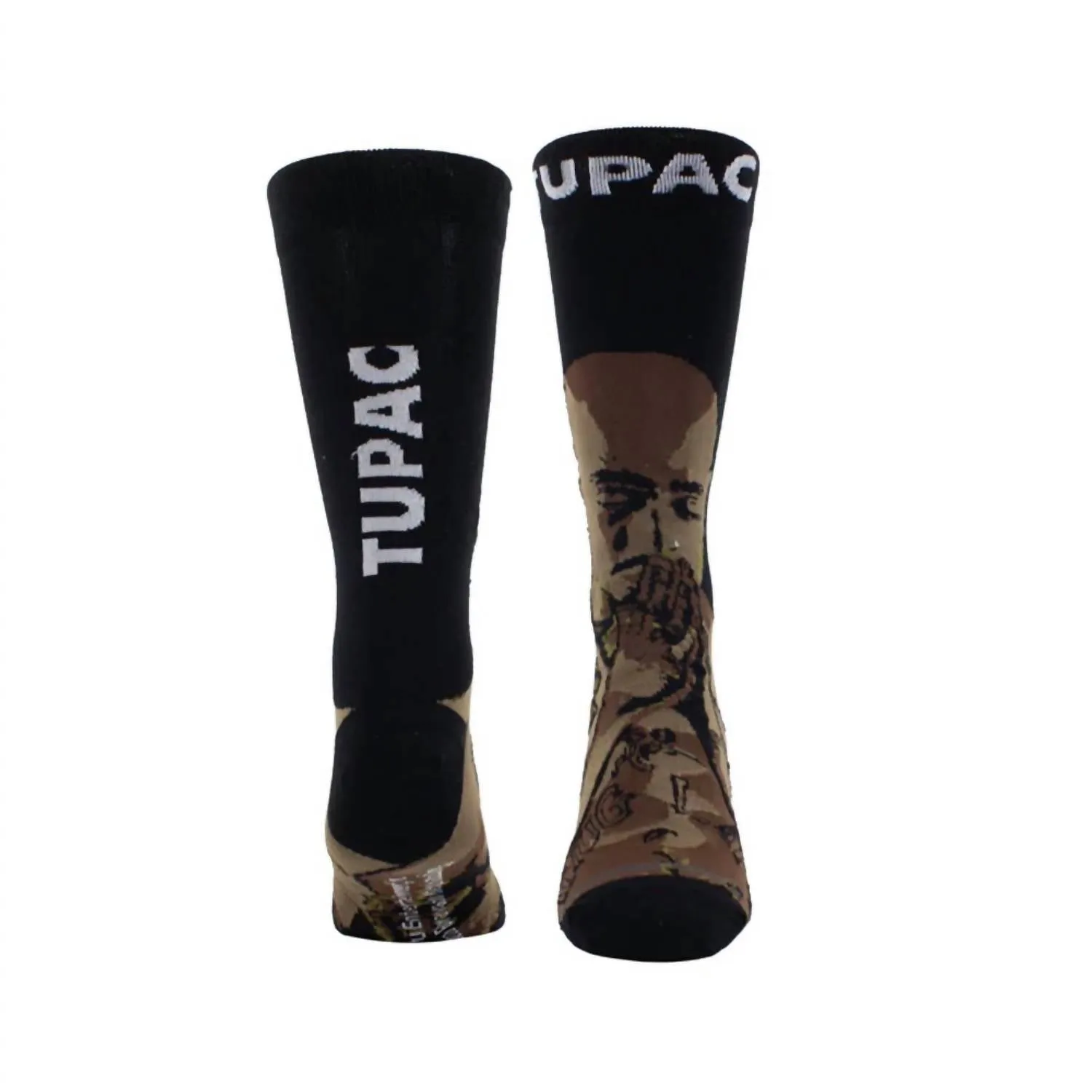 Herren Tupac Betende Hände Crew Socken in Schwarz
