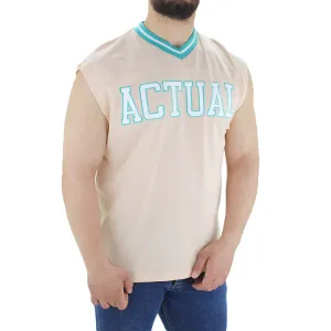 Herren V-Ausschnitt ärmelloses Top, Beige