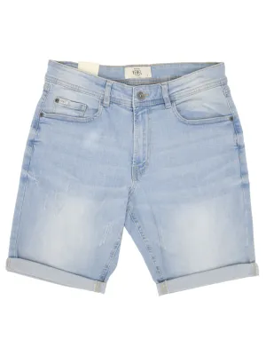 Herren-Washed-Denim-Shorts, Hellblau