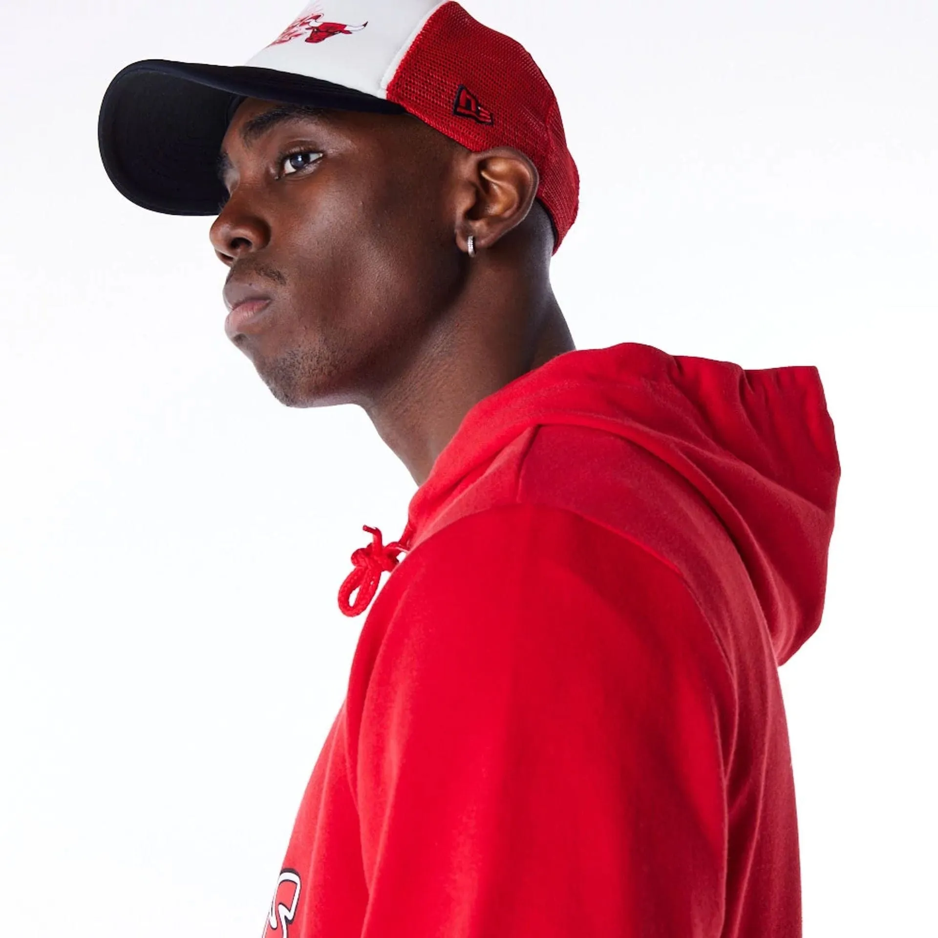New Era Sweatshirts und Hoodies Chicago Bulls Schriftzug Roter Pullover Hoodie