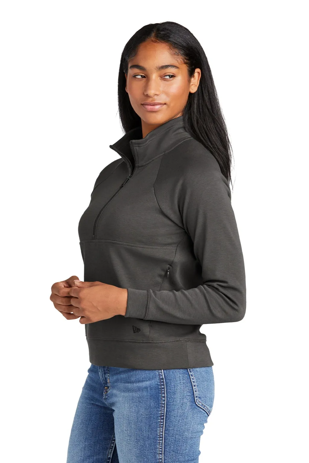 New Era Damen STS 1/4-Zip Sweatshirt mit Beuteltasche - Graugrau