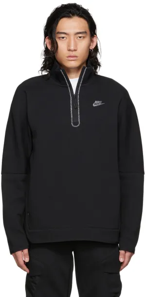 Nike Herren Einfarbiges Schwarzes Sportswear Halbzip-Pullover mit Stehkragen Activewear
