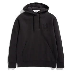 Norse Projects Arne Relaxed Organic Brushed Fleece N Logo Hoodie Schwarz