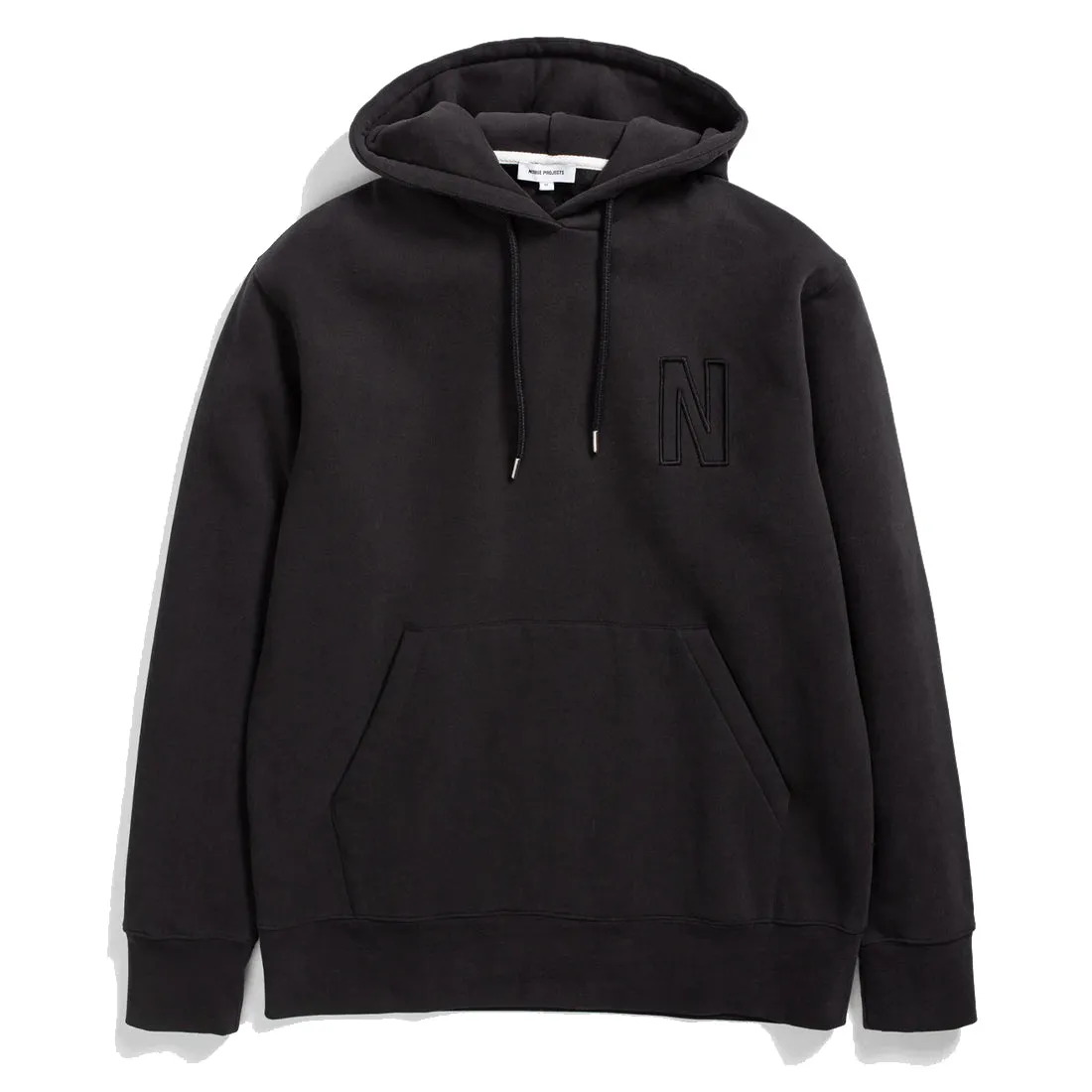 Norse Projects Arne Relaxed Organic Brushed Fleece N Logo Hoodie Schwarz