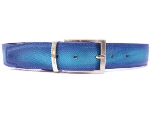 Paul Parkman Shoes Paul Parkman Men's Perforated Leather Belt in Turquoise