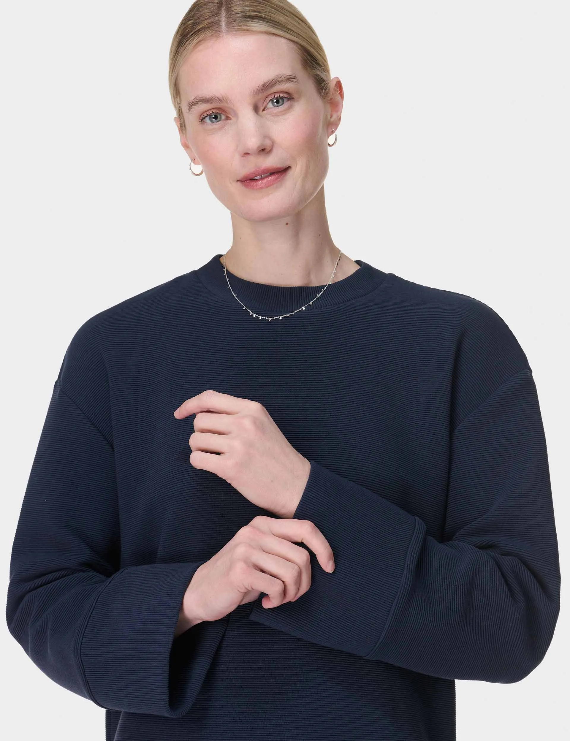 Friedliches Rippen-Sweatshirt - Marineblau