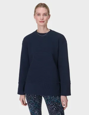 Friedliches Rippen-Sweatshirt - Marineblau