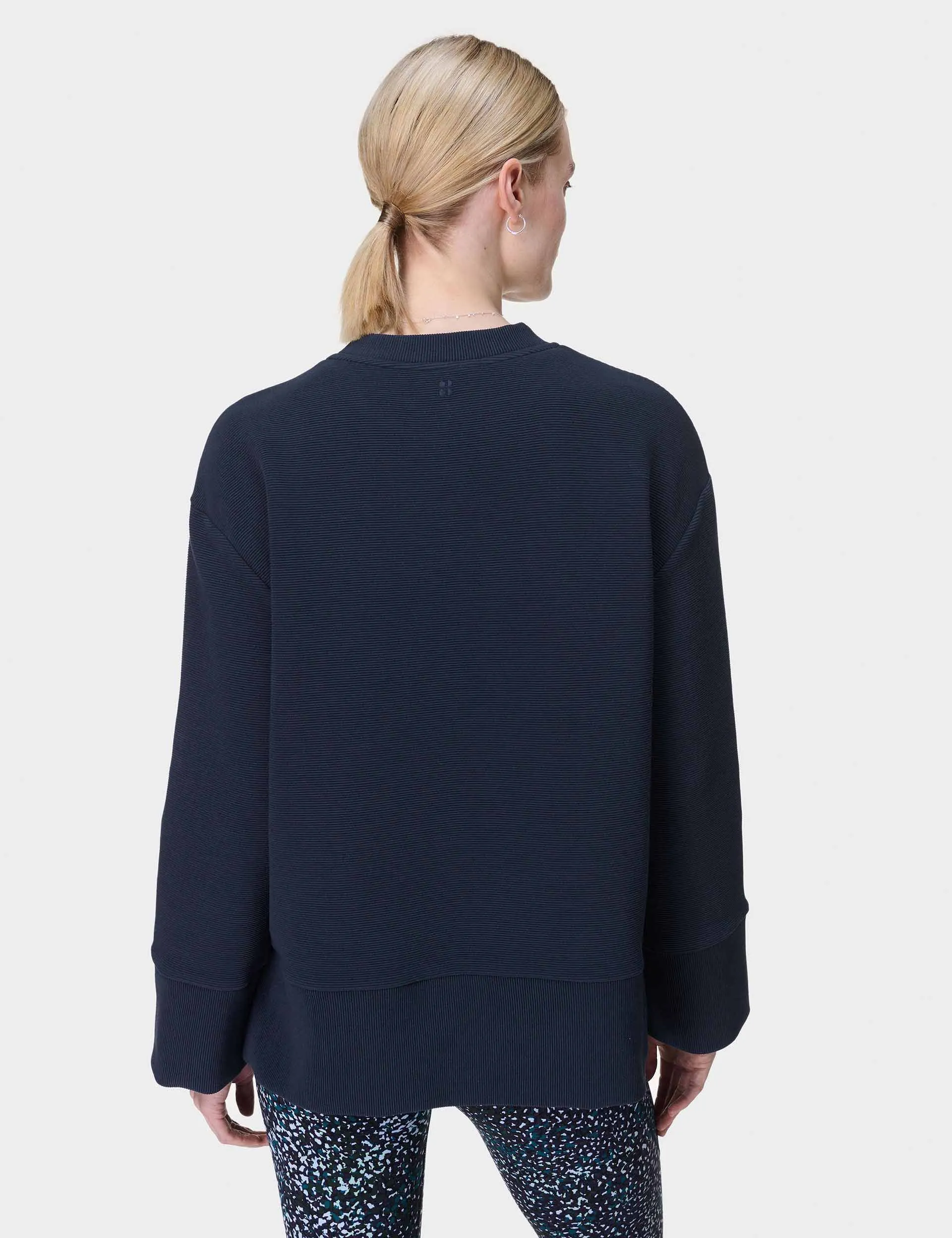 Friedliches Rippen-Sweatshirt - Marineblau