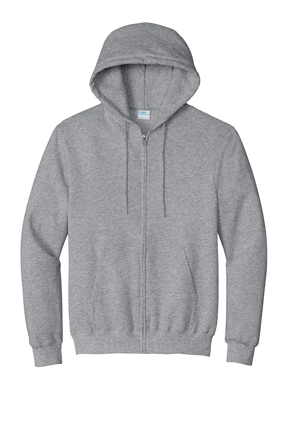 Port & Company Herren Essential Pille-resistente Fleece Full-Zip Kapuzenpullover Hoodie mit Taschen - Heather Grau