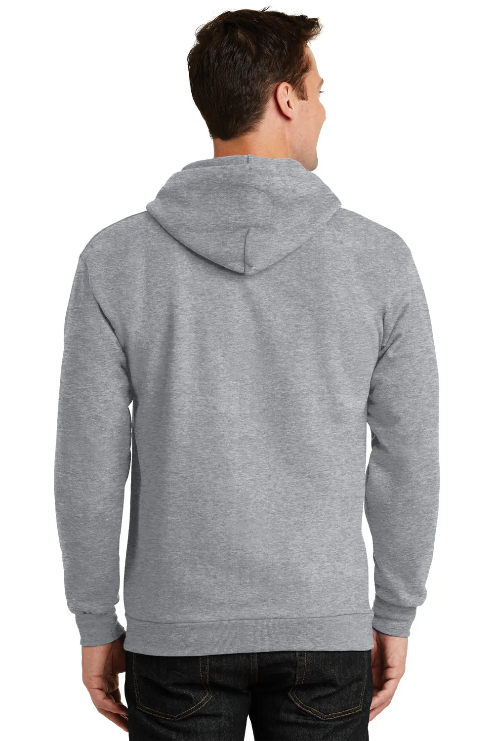 Port & Company Herren Essential Pille-resistente Fleece Full-Zip Kapuzenpullover Hoodie mit Taschen - Heather Grau