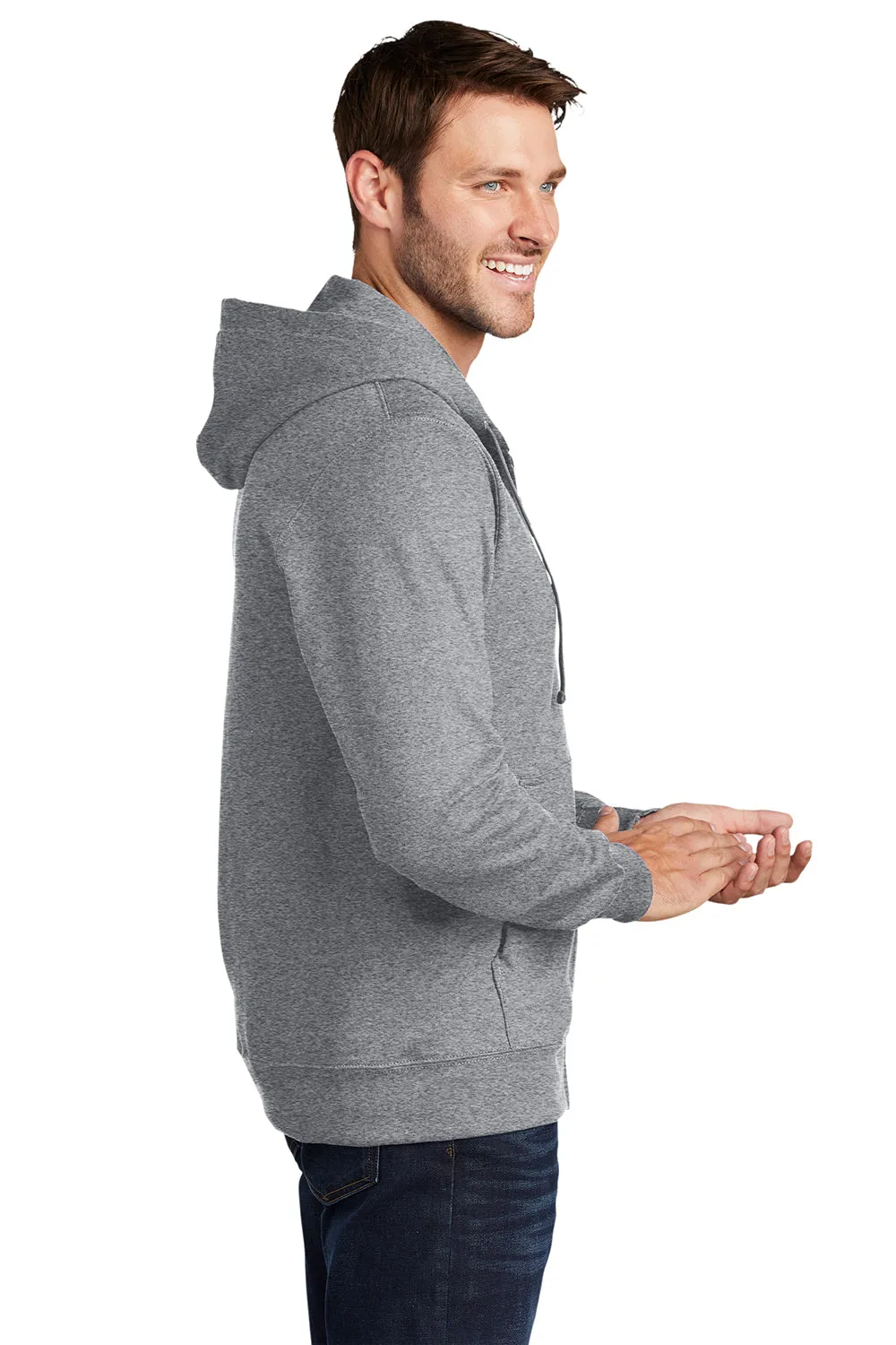 Port & Company Herren Fan Favorite Fleece Full-Zip Kapuzenpullover Hoodie mit Taschen - Heather Grey