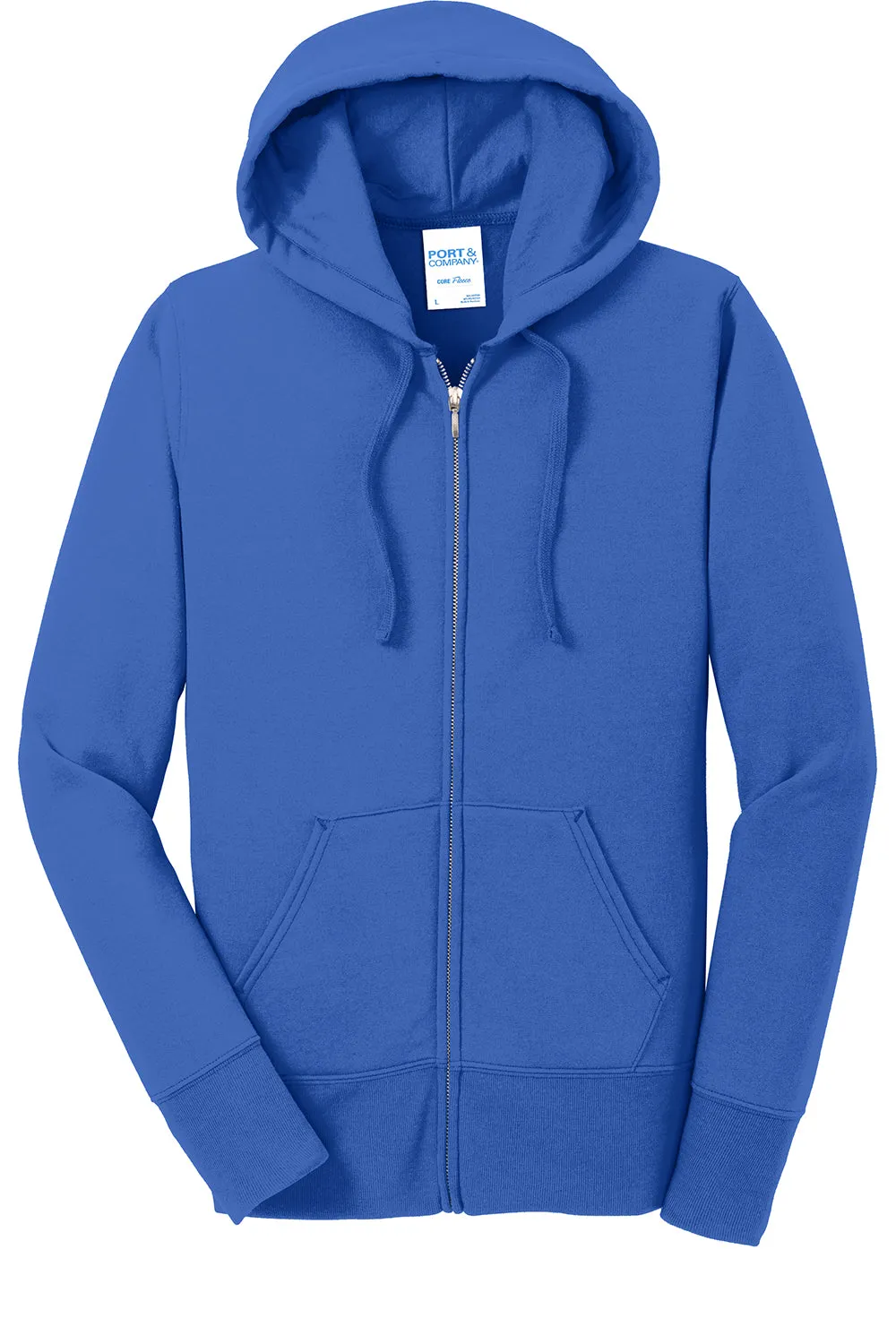 Port & Company Damen Core Pill Resistant Fleece Full-Zip Kapuzenpullover Hoodie mit Taschen - Königsblau